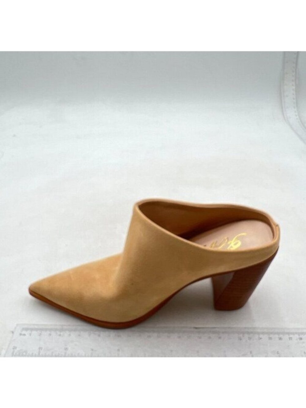 FOWT Women Mules Chunky Stacked Heel Slippers Pointed Toe Sandals Nude Shoes